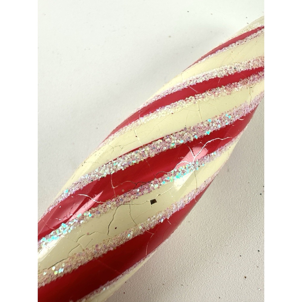 Set 3 Columbia Torpedo Candy Cane Mercury Glass Glitter Vintage 5-1/2 In - Picture 7 of 7